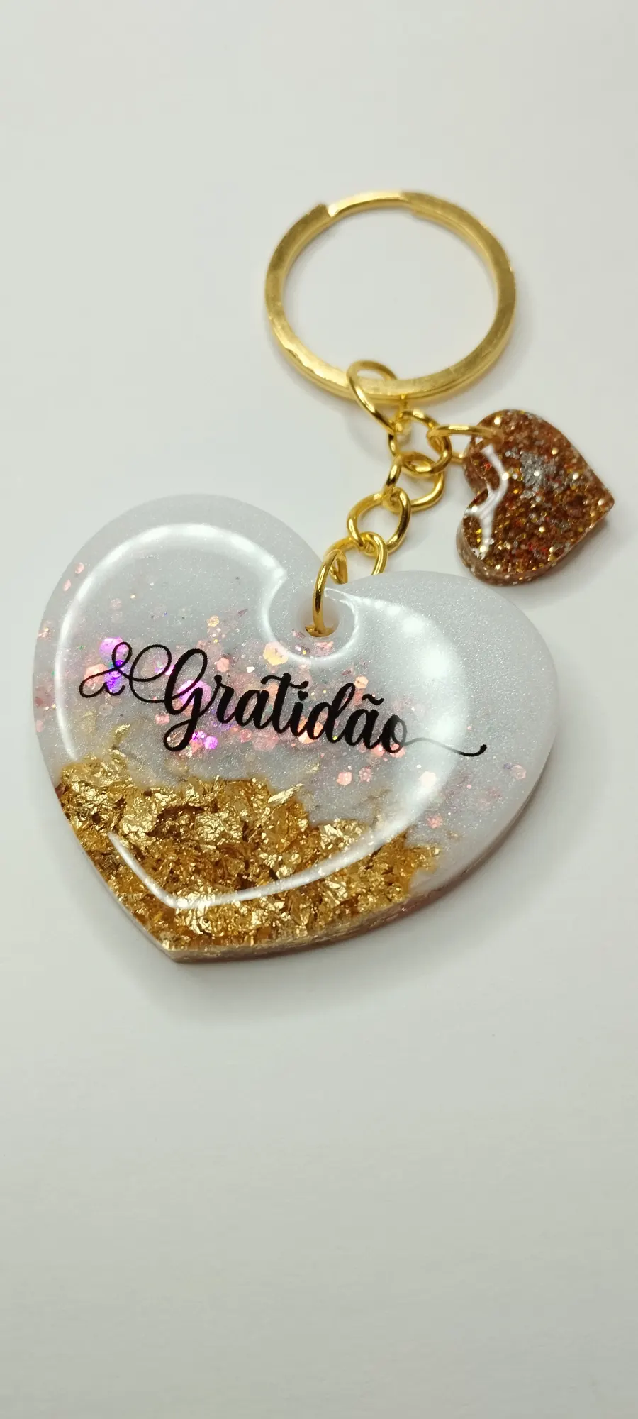 Chaveiro Coração em Resina Epóxi Personalizável