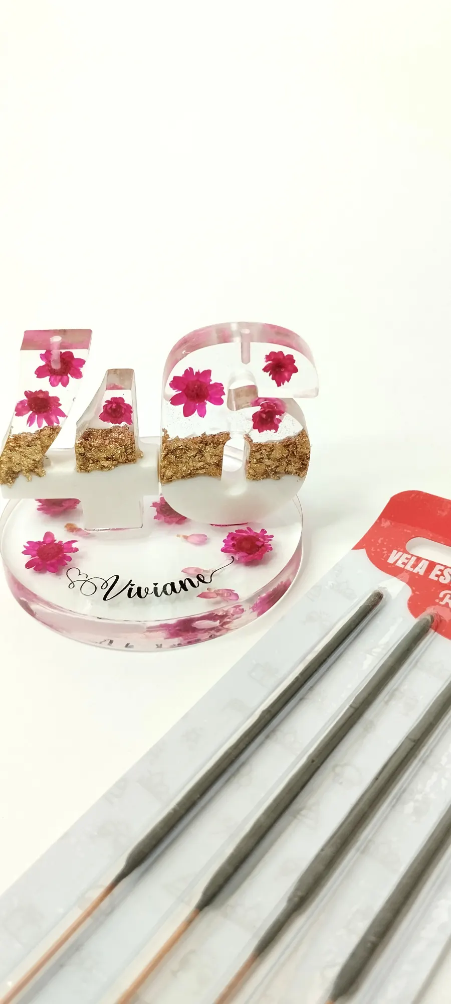 Velas de Aniversário Personalizadas em Resina Epóxi
